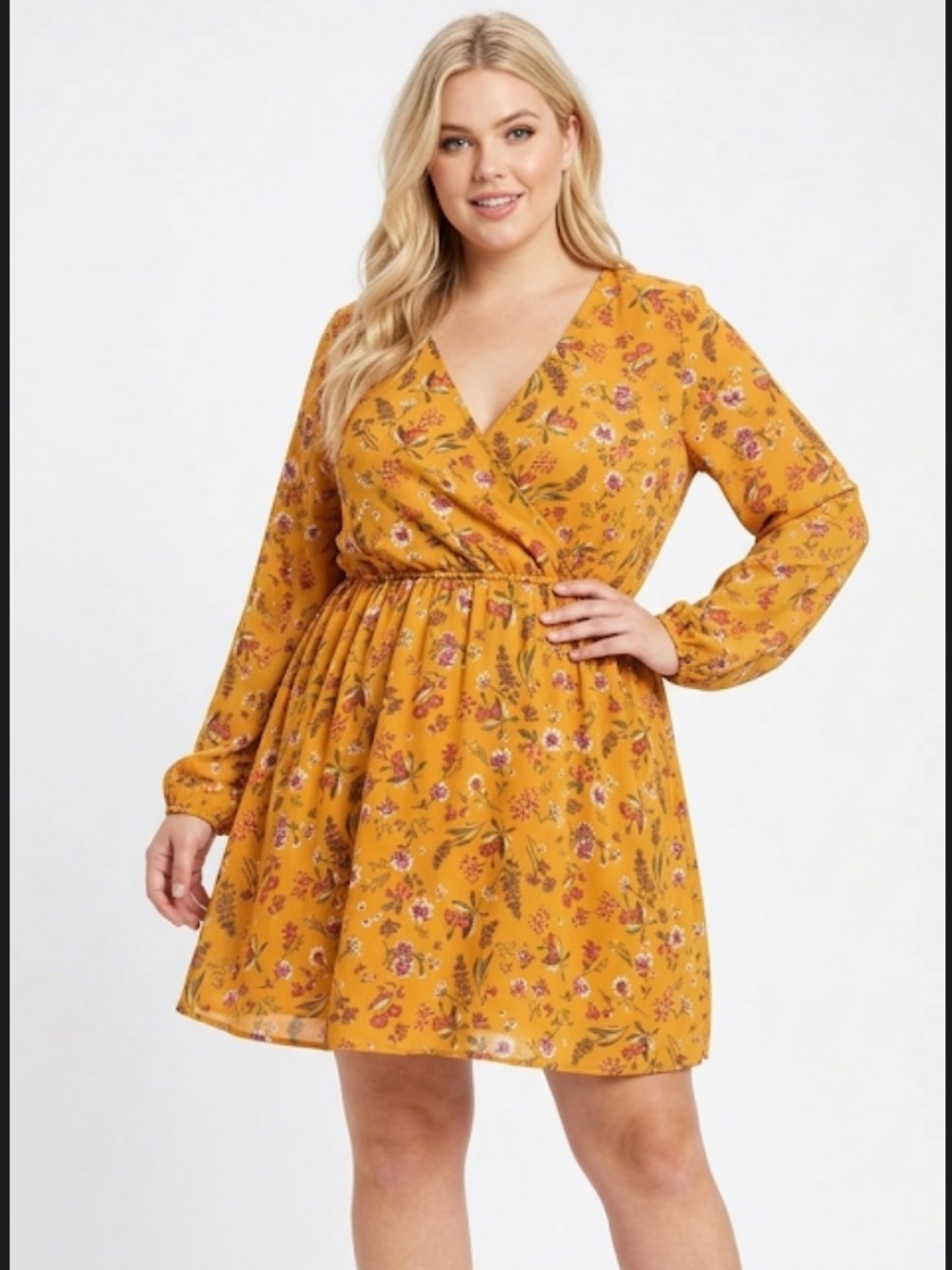 As U wish mustard floral dress size XLarge